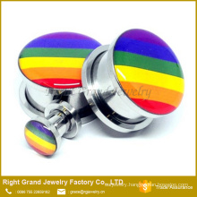 Hot Selling Fashion Stainless Steel Rainbow Logo Ear Tunnel